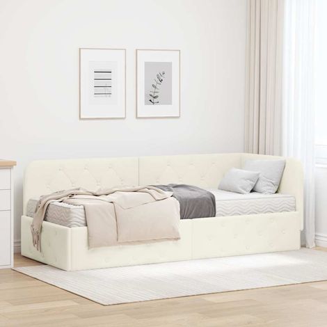 Eckbettgestell Creme 80 x 200 cm Samt (1/5)