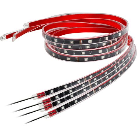 Kit 4 Bandes LED RGB Étanches IP68 pour Voiture, Contrôle App Bluetooth 5.0, Sync Musique, 16 Millions de Couleurs, 90x120cm (1/5)