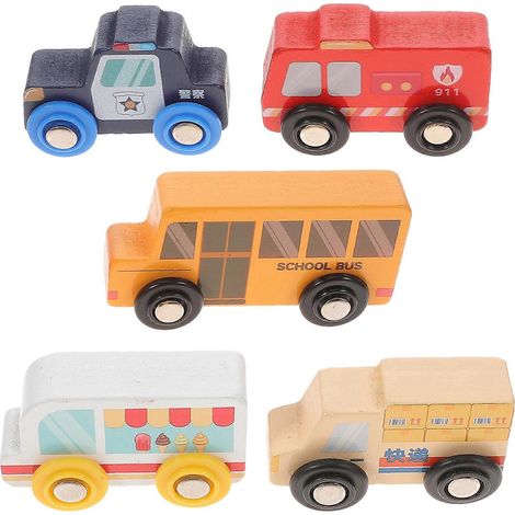 Lot de 5 mini voitures en bois pour enfants, jouets d'éveil et de mobilité, cadeaux pour enfants-9X4X2CM-Assorted Color