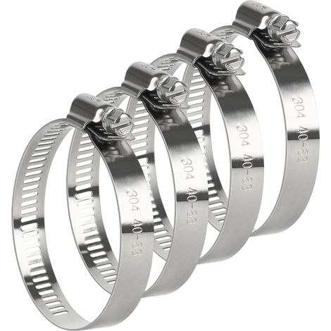 4 Pièces Collier de Serrage Réglable, Collier de Serrage Inox 304, Collier Serrage Métallique Réglable 91-114mm, pour Tuyau d'Évacuation, Tubes (1/5)