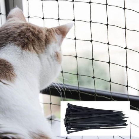 Filet pour Chat de Balcon et fenêtre 6x3m, sans perçage, en Nylon Haute résistance, pour terrasse, fenêtres et Portes. (Noir) (1/5)