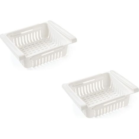 (Lot de 2, blanc) Organiseur de tiroir de réfrigérateur, boîte de rangement pour tiroir de réfrigérateur, séparateur de réfrigérateur, organisateur pour la maison (1/4)
