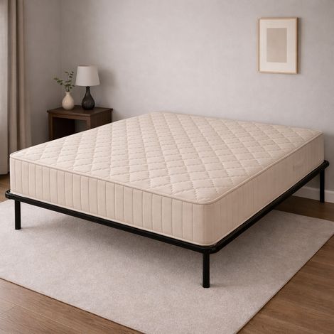 Ensemble Matelas et Sommier 140x190 - Hauteur 20 cm - Confort Très Ferme - Mousse Extrêmement Durable - Protège Inclus - Sommier Démonté