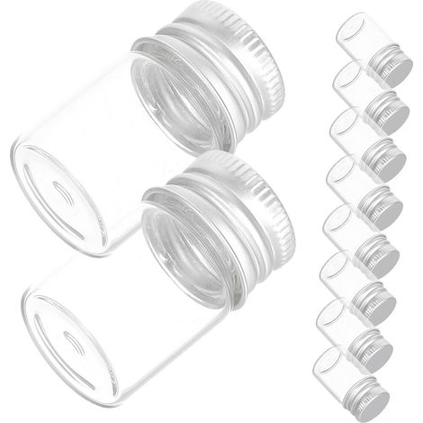 Lot De 10 Flacons Voyage En Verre Vide Avec Bouchons À Vis En Aluminium Argenté Mini Contenants Réutilisables Pour Liquides Poudre Bonbons Encre Et Messages (1/5)