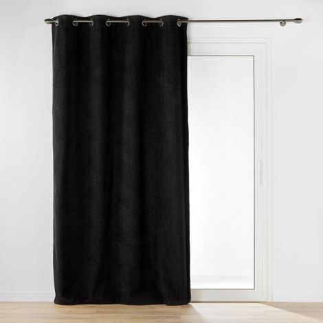 Rideau a oeillets 140 x 240 cm bouclette unie Wooly Noir (1/5)