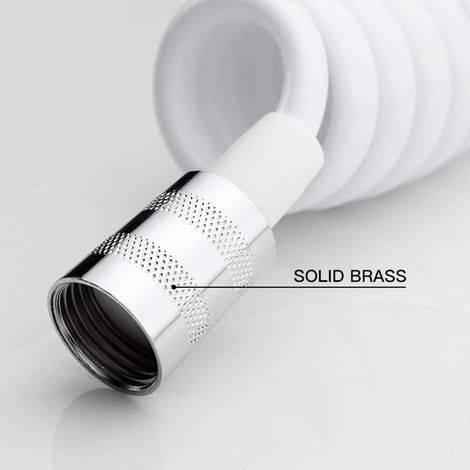 Flexible de douche à ressort anti-fuite 2 m gris embout cuivre salle de bain (1/5)
