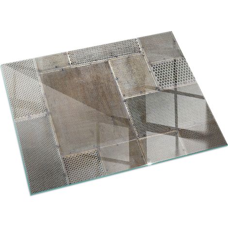 Plaque de protection de sol en verre trempé pour cheminée ou poêle à bois pare-feu contre les étincelles Motif de tôle perforée 120x80 cm (1/5)