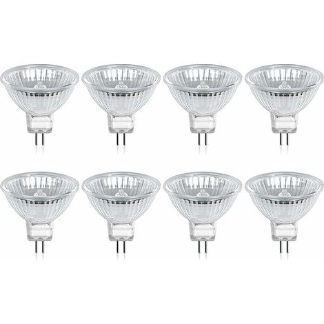 Halogenlampe GU5.3 MR16 35 W 12 V Warmweiß 2800 K dimmbar, Glasabdeckung 400 Lumen, 2-poliger Spot-Ersatz, 8 Stück