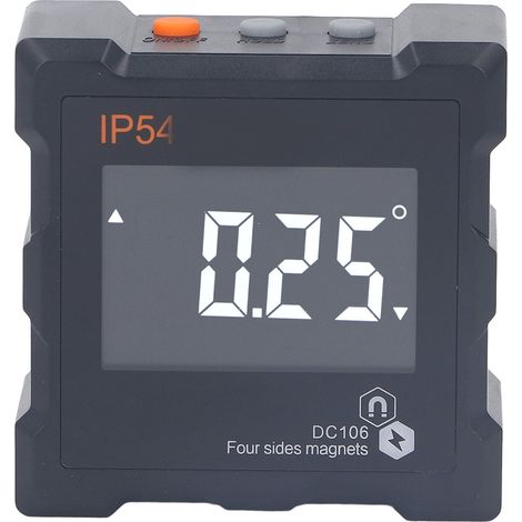 Niveau d'eau numérique IP54 4x90° avec écran LCD, inclinomètre magnétique 360° 1300mAh noir, mesureur d'angle précis 4 faces (1/5)