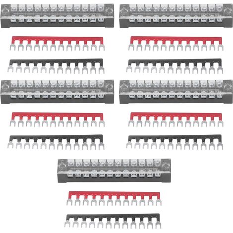 Jeu de 5 connecteurs terminaux TB-1512 à 12 positions avec barrettes de pontage, bornier multipolaire 15A 600V, kit de raccordement électrique (1/5)