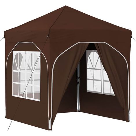 Tente de réception portable marron, dimensions : 192 x 192 x 245 cm (1/5)