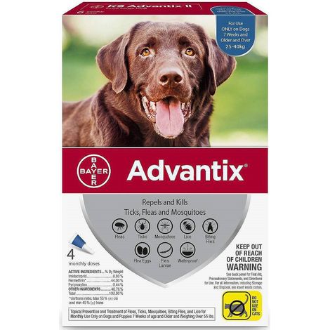 Bayer Advantix Gocce Spot-On per zecche per cani da 25 a 40 kg, 4 ml x 4 pezzi (1/3)