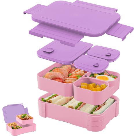 1 Boîte à déjeuner, Compartiments, Couvercle étanche, PP sans BPA, Micro-ondes, École (1/5)