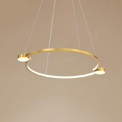 TRADE SHOP - Lampadario A Sospensione Led 20w Cerchio Con Telecomando Design Moderno Oro 71088 - (1/4)