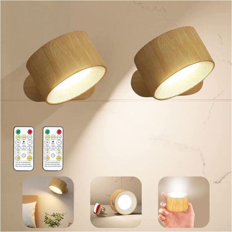 LED reading lamps, wall lights with 3 color temperatures and remote control, 360° rotating magnetic ball