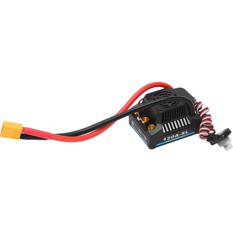 Contrôleur de vitesse électronique (ESC) sans balais 120 A, sortie BEC 5,8 V 5 A, protections multiples, étanche à l'eau et à la poussière, pour voitures et camions RC à l'échelle 1:8. (1/5)