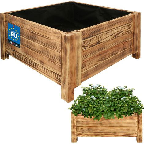 KOTARBAU® Jardinière Extérieur - Bois de Pin Imprégné - 60 x 60 x 30 cm - Rustique - jardiniere sur pieds - Bac à Fleurs Rectangulaire - Grande Capacité - avec Toile Anti-Mauvaises Herbes (1/5)