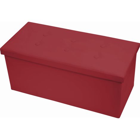 Pouf Contenitore Imbottito Pieghevole In Ecopelle Modello Double Colore Bordeaux (1/4)