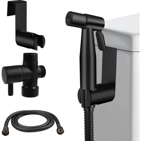Douchette de salle de bain Bidet WC avec valve G1/2", pommeau en acier inoxydable et tuyau 120 cm, hygiène et toilette (1/5)