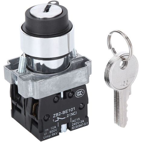 BUNTHAUS Interrupteur à clé à 2 positions, verrouillage électrique à réarmement automatique, verrouillage par rotation + ZB2-BE101 ZB2-BE102C (1/5)