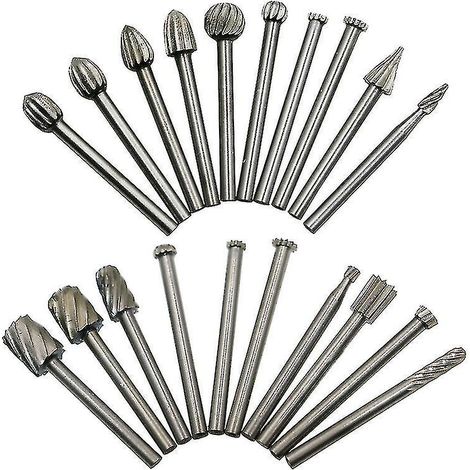 Ensemble de 20 forets Dremel, fraises rotatives en acier, outils de sculpture sur bois haute vitesse (1/5)