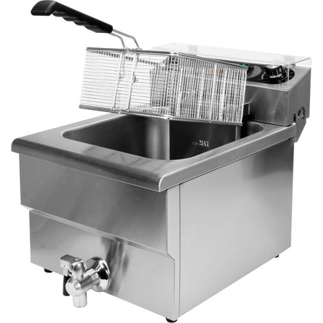 Friteuse professionnelle 1 x 12 L avec robinet de vidange, 5000 W, 550 x 365 x 400 mm, 380-400 V