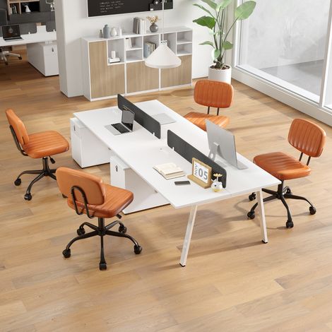 Chaise de Bureau à Domicile Petite Chaise de Bureau Sans Accoudoirs avec Roulettes&Soutien Lombaire Hauteur Réglable et Rotation à 360° Café (1/2)