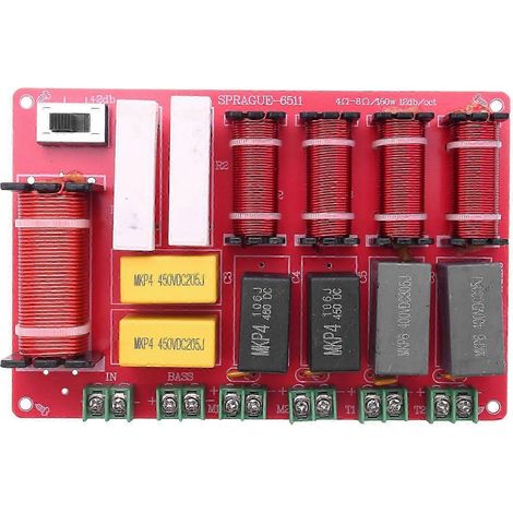 Système audio domestique simple avec répartiteur de fréquence audio 5 voies, 300 W : 2 tweeters, 2 haut-parleurs médiums et 1 woofer. Compatible avec les systèmes audio domestiques. WHBYV (1/4)