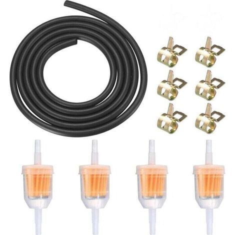 1 Mètre durite essence, Intérieur durite gasoil, tuyau essence avec 6pcs colliers de serrage, Tuyau de Carburant pour Camion, Voiture, Tracteur ou Petit Moteur(avec 4 coupelles filtrantes) (1/4)