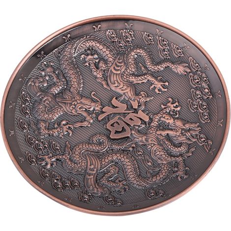 Un brûleur d'encens double dragon avec un cordon, de 10 cm de diamètre. (1/3)