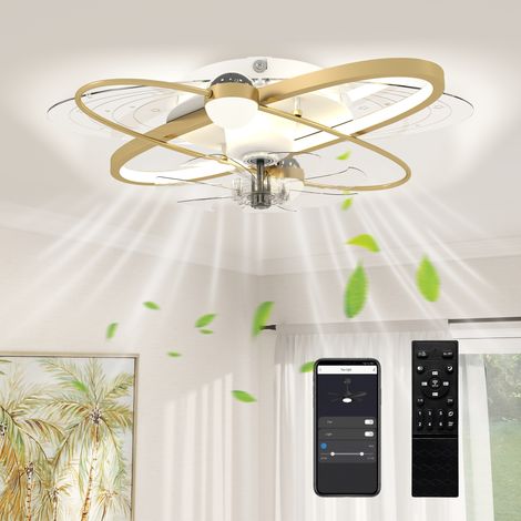HOMCOM Ceiling Fan with Light and Remote & App Control LED Ceiling Fan Light