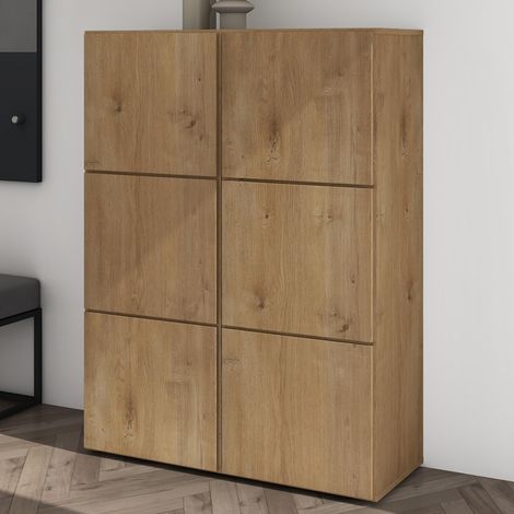 Mai & Mai Scarpiera da Ingresso 90x36x120cm, Scarpiera Portascarpe Armadio Scaffale 6 Ante + 12 Scomparti per Ingresso Soggiorno, Camera da Letto, Marrone chiaro, Schuhschrank02