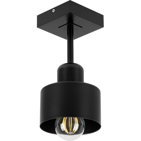 Lámpara de techo negra de madera y metal de estilo escandinavo, 1xE27, iluminación LED moderna para salón, cocina, dormitorio, habitación infantil, loft. (1/5)