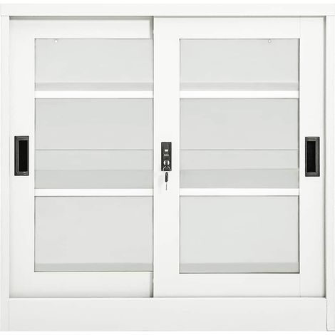 Maison Exclusive - Armoire à portes coulissantes Blanc 90x40x90 cm Acier (1/5)