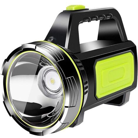 Ultra-bright, rechargeable USB LED flashlight, 135,000 lumens, 6000 mAh battery, with side light, powerful, waterproof flashlight for emergencies, hiking, camping and hunting