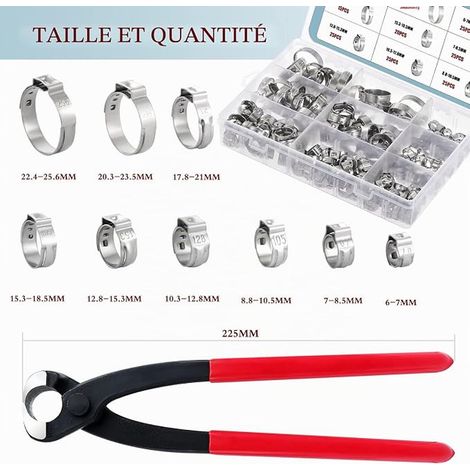 Stainless Steel Hose Clamps with Hose Clamp, 9 Sizes 6-25.6mm Fuel Hose Clamp (1/2)