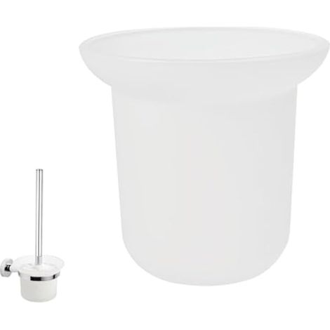 Support pour Brosse de Toilette en Verre Givré – Matériau Antidérapant – Taille Universelle 11,1×11 cm – Porte-Brosse WC Peu Encombrant en Verre Givré pour Salle de Bain, WC, Bureau, Hôtel (1/5)