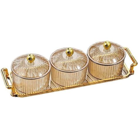 1 Plateau de service, 3 ou 4 ou 6 bols, avec couvercle, poignée portable, pour cuisine, salon, fête (1/5)