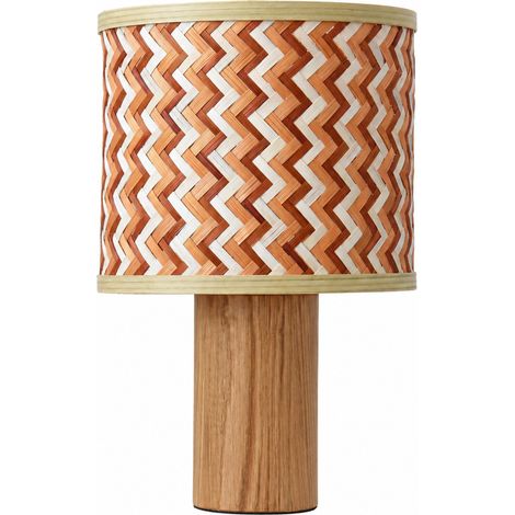 Lámpara de mesa Phil de madera de roble y bambú crema y naranja (1/3)