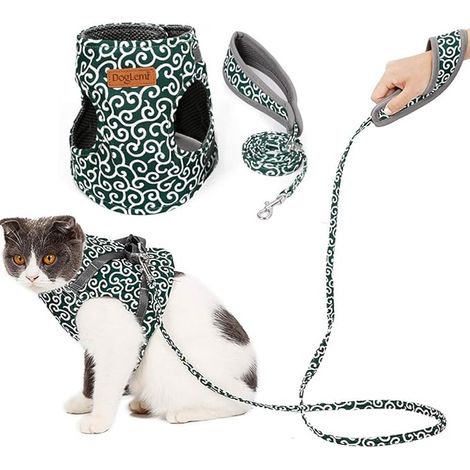 Harnais et laisse à motif floral pour chien et chat. Gilet anti-fugue avec poignée rembourrée et laisse (120 cm) pour chatons et chiots. Gilet ajustable pour chat.