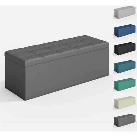 Foldable Storage Ottoman, Storage Bench with Lid, for Bedroom & Living Room, 110 x 38 x 38 cm DARK GREY