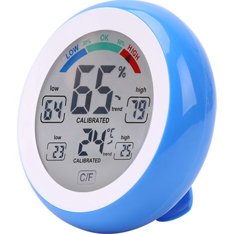 Thermomètre et hygromètre numérique rond à écran tactile pour l'intérieur