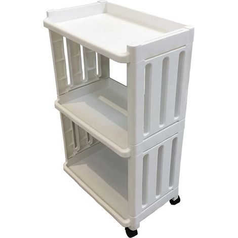 Chariot de rangement, organiseur avec roues, 3 étages, chariot polyvalent sur roulettes, étagère de rangement mobile pour salle de bain, douche, toilettes, salon, coin lavage, cuisine, bureau, chambre (1/5)