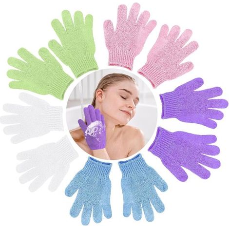 Gants de douche exfoliants (lot de 10), gants de bain pour éliminer les peaux mortes et gommage corporel, pour femmes et hommes, spa de douche (1/5)