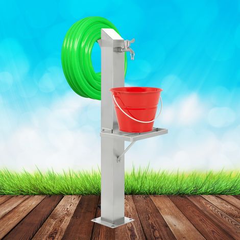 Fontana da giardino a colonna esterno magnolia acciaio inox spazzolato h 95 cm confezione 1 (1/5)