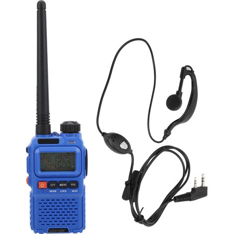 Tragbares Walkie-Talkie mit LCD-Bildschirm und Kopfhörern, 100-240 V, blau, EU-Stecker. (1/5)