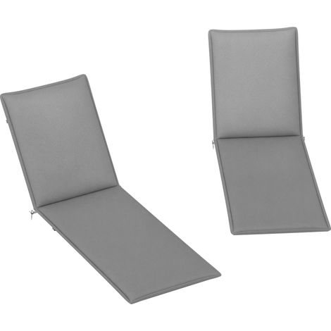 2 cuscini per sdraio da giardino, resistenti ai raggi UV e agli schizzi, 193x58x6 cm, grigi