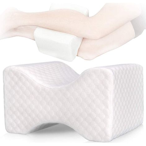 Oreiller orthopédique pour soulager les sciatiques, les douleurs de dos, les douleurs de jambe, la grossesse, la hanche et les douleurs articulaires – mousse à mémoire de forme White Knee Pillow (1/4)