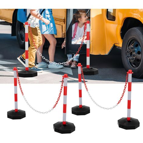 SWANEW 10X POSTA A CATENA Palo di confine Palo di avvertimento Lampeggianti per sigillare Catena Dissuasore Palo 1,4m (1/5)