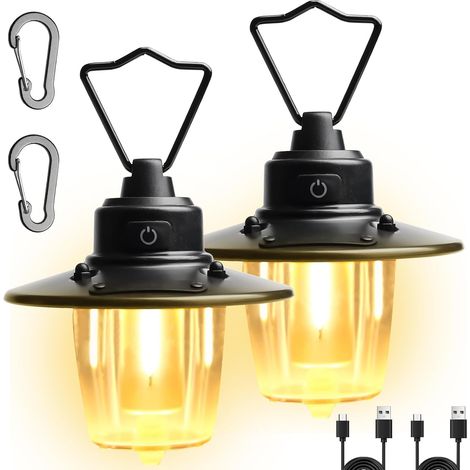 Lampe de camping, rechargeable par USB, 3 modes d'éclairage, intensité variable,2800 mAh, lanterne de camping pour camping, pêche, panne (1/5)